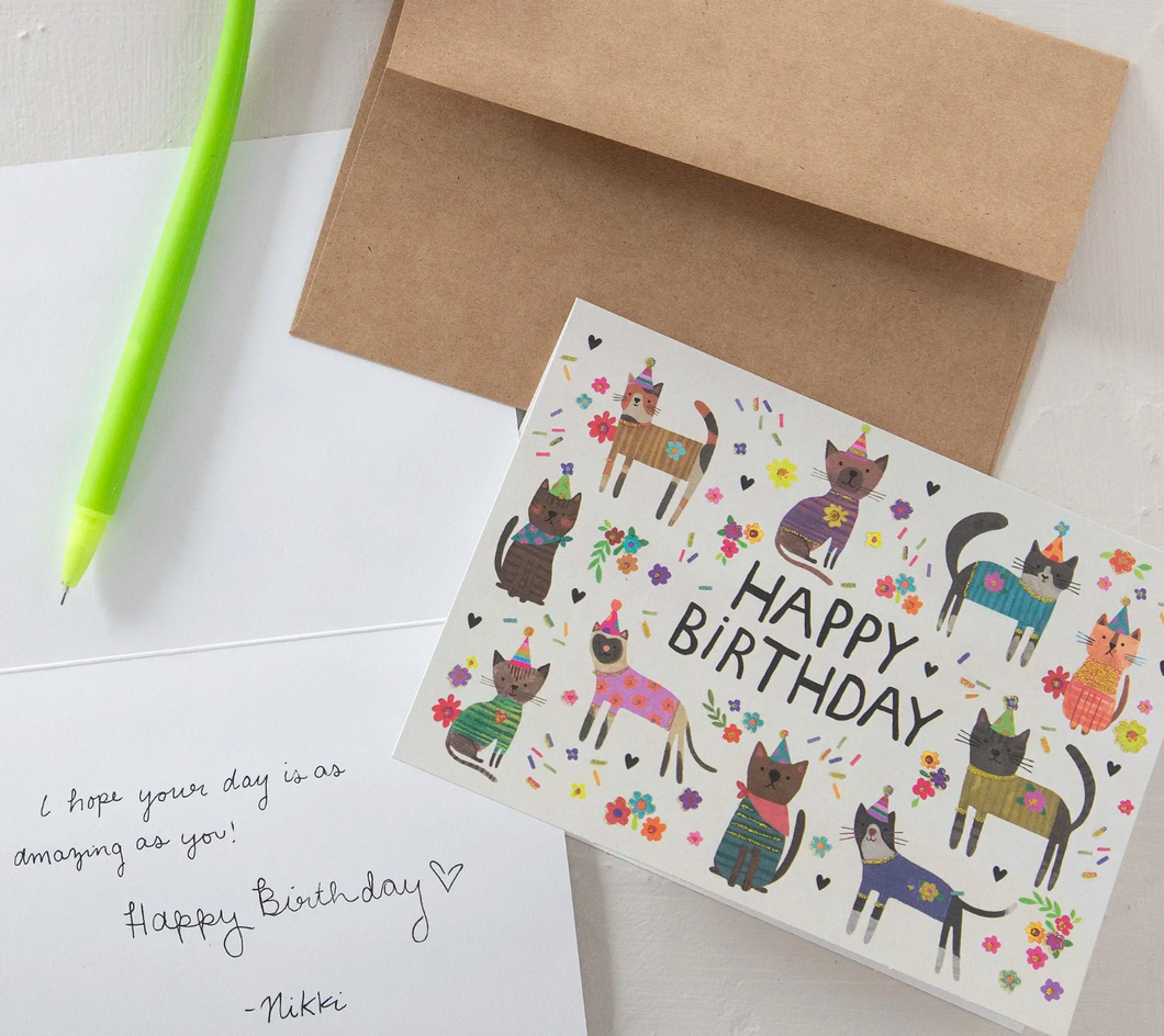 natural life happy birthday cat card