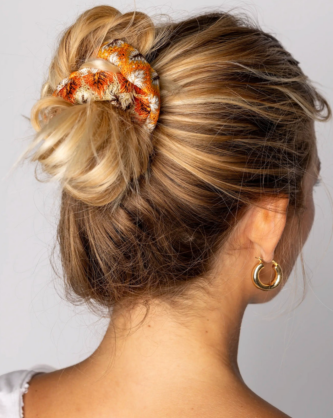 natural life burnt orange crochet scrunchie