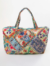 Load image into Gallery viewer, natural life puffy weekender bag mandala patchwork