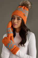 Load image into Gallery viewer, bright orange + blue mittens
