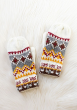 Load image into Gallery viewer, ivory, red + gold mittens