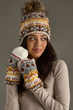 Load image into Gallery viewer, ivory, red + gold mittens