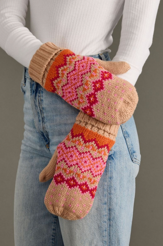 blush, pink + orange mittens