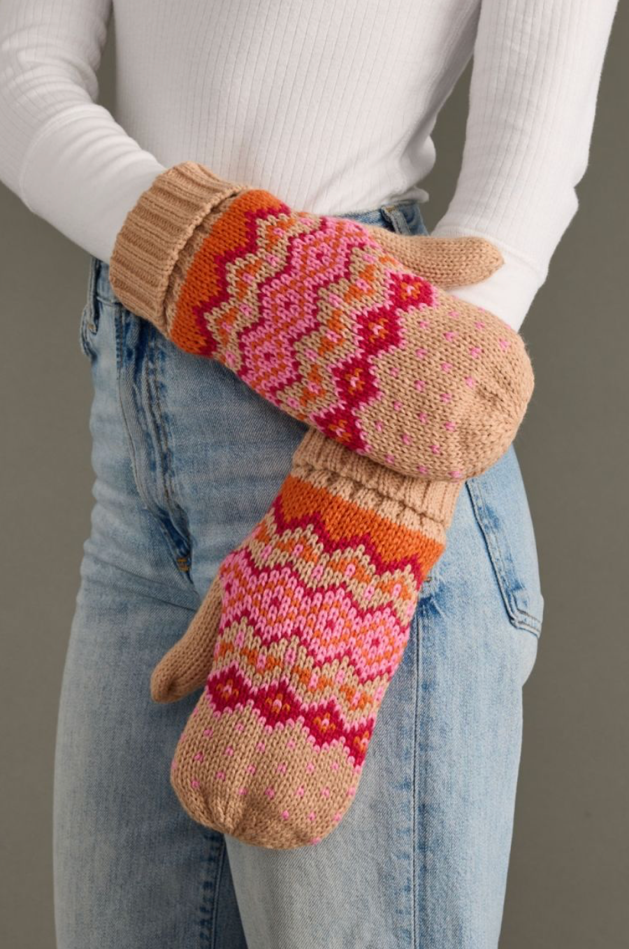 blush, pink + orange mittens