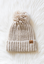 Load image into Gallery viewer, cream chunky knit pom beanie