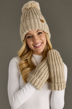 Load image into Gallery viewer, cream chunky knit mittens