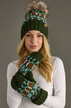 Load image into Gallery viewer, olive, mint + orange nordic mittens