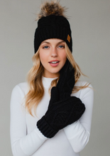 Load image into Gallery viewer, black cable mittens