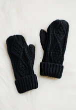Load image into Gallery viewer, black cable mittens