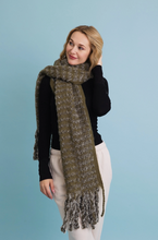 Load image into Gallery viewer, ultra soft olive chenille tassel scarf