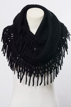 Load image into Gallery viewer, black chenille tassel fringe infinity scarf