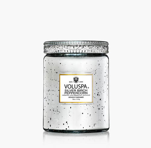 voluspa silver birch peppercorn large jar candle