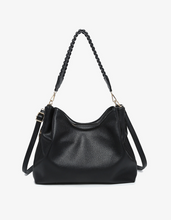 Load image into Gallery viewer, grace tote bag with whipstitch handle | black + brown