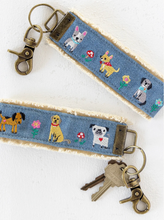 Load image into Gallery viewer, natural life denim embroidered dog keychain