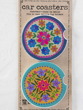 Load image into Gallery viewer, natural life mustard folk flower car coasters