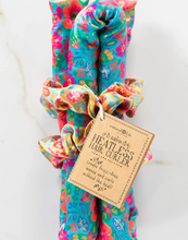 Load image into Gallery viewer, natural life teal floral satin heatless hair curler