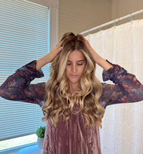 Load image into Gallery viewer, natural life teal floral satin heatless hair curler