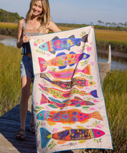 Load image into Gallery viewer, natural life double-sided microfiber beach towel/yoga mat - fish