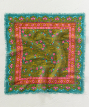 Load image into Gallery viewer, natural life printed cotton bandana - teal filigree scarf