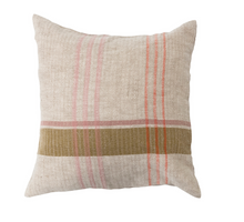 Load image into Gallery viewer, cream, rust, pink + olive plaid pillow