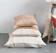 Load image into Gallery viewer, cream, rust, pink + olive plaid pillow