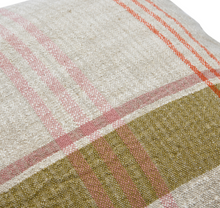 Load image into Gallery viewer, cream, rust, pink + olive plaid pillow