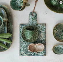 Load image into Gallery viewer, green stoneware cheese cutting board