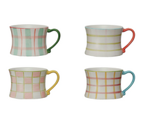Load image into Gallery viewer, hand-painted plaid + check mugs