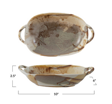 Load image into Gallery viewer, reactive glaze stoneware baker/server with handles