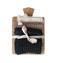 Load image into Gallery viewer, cotton waffle weave dish cloth set with mango cheese/cutting board