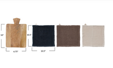 Load image into Gallery viewer, cotton waffle weave dish cloth set with mango cheese/cutting board