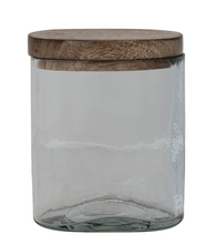 Load image into Gallery viewer, 14oz hand-blown glass jar with mango wood lid