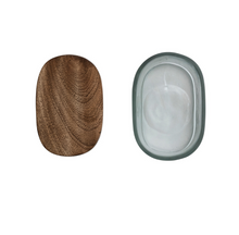 Load image into Gallery viewer, 14oz hand-blown glass jar with mango wood lid