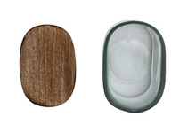 Load image into Gallery viewer, 8oz hand-blown glass jar with mango wood lid