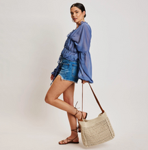 Load image into Gallery viewer, bree cream + tan woven shoulder bag