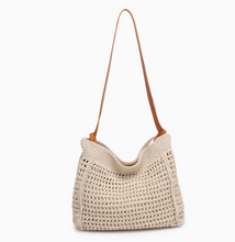Load image into Gallery viewer, bree cream + tan woven shoulder bag