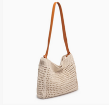 Load image into Gallery viewer, bree cream + tan woven shoulder bag