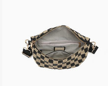 Load image into Gallery viewer, black + natural large checkered belt bag