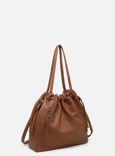 Load image into Gallery viewer, saddle brown soft leather drawstring purse