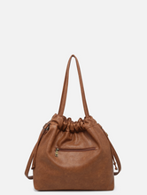 Load image into Gallery viewer, saddle brown soft leather drawstring purse