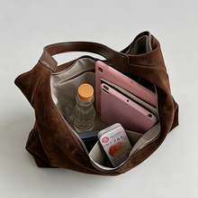 Load image into Gallery viewer, suede khaki hobo bag