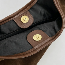 Load image into Gallery viewer, suede khaki hobo bag