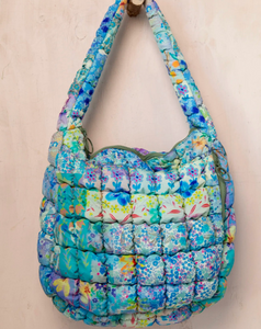 natural life puffy fit-it-all bag - blue floral