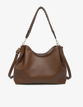 Load image into Gallery viewer, grace tote bag with whipstitch handle | black + brown