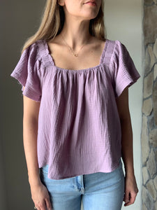 summer gauze lilac top