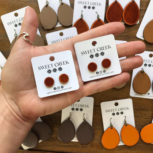 sweet creek painted leather stud earrings | 9 colors