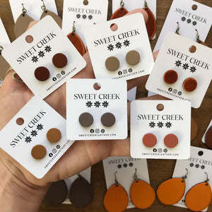 sweet creek painted leather stud earrings | 9 colors