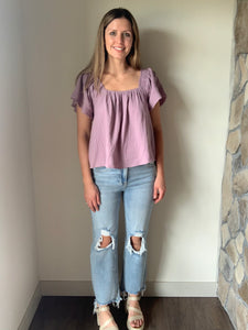 summer gauze lilac top