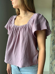 summer gauze lilac top