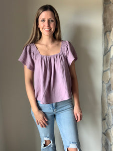 summer gauze lilac top